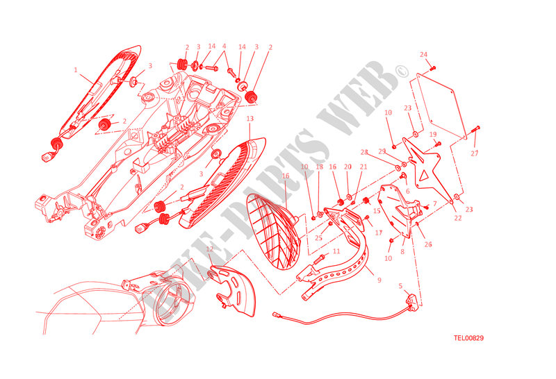 SUPORTE PARA CHAPA DE MATICULA   FAROL TRASEIRO para Ducati Diavel 1200 2015