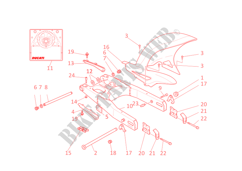 FORCELLONE POSTERIORE   CORRENTE para Ducati ST3 S ABS 2007