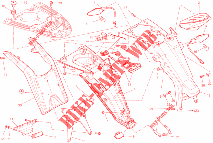 SUPORTE PARA CHAPA DE MATICULA   FAROL TRASEIRO (AUS) para Ducati Monster 796 2013
