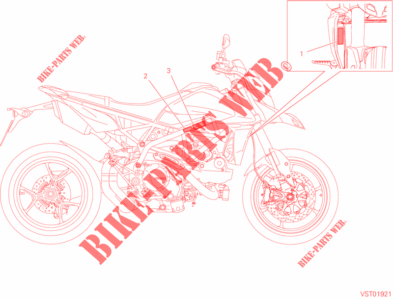 ETIQUETA DE AVISO para Ducati Hypermotard 950 2019