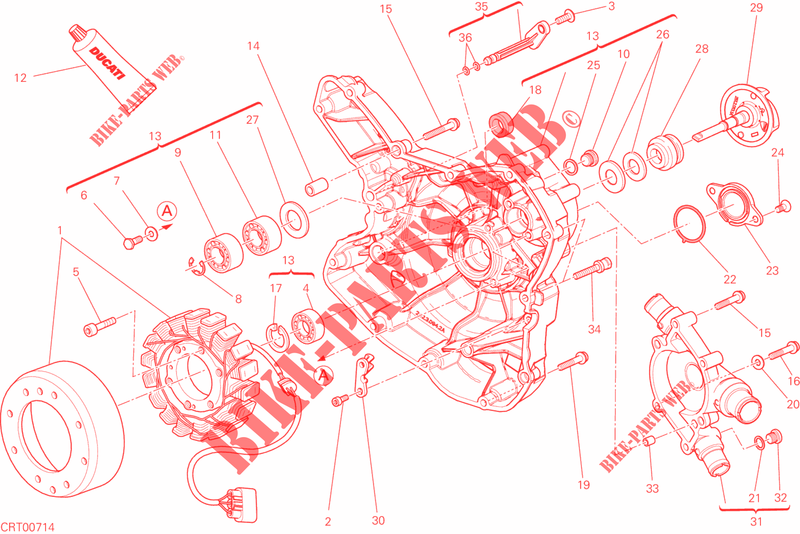 BOMPA DE AGUA TAMPA DO ALTERNADOR para Ducati Monster 821 Stripes 2015
