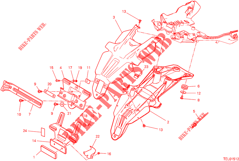 SUPORTE PARA CHAPA DE MATICULA para Ducati Multistrada V4 RS 2024